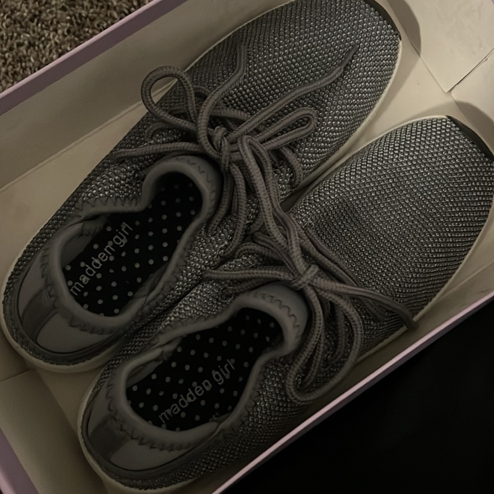 Madden girl grey tennis shoes.